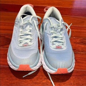 Hoka Bondi 7 Light Blue and White Running Shoes